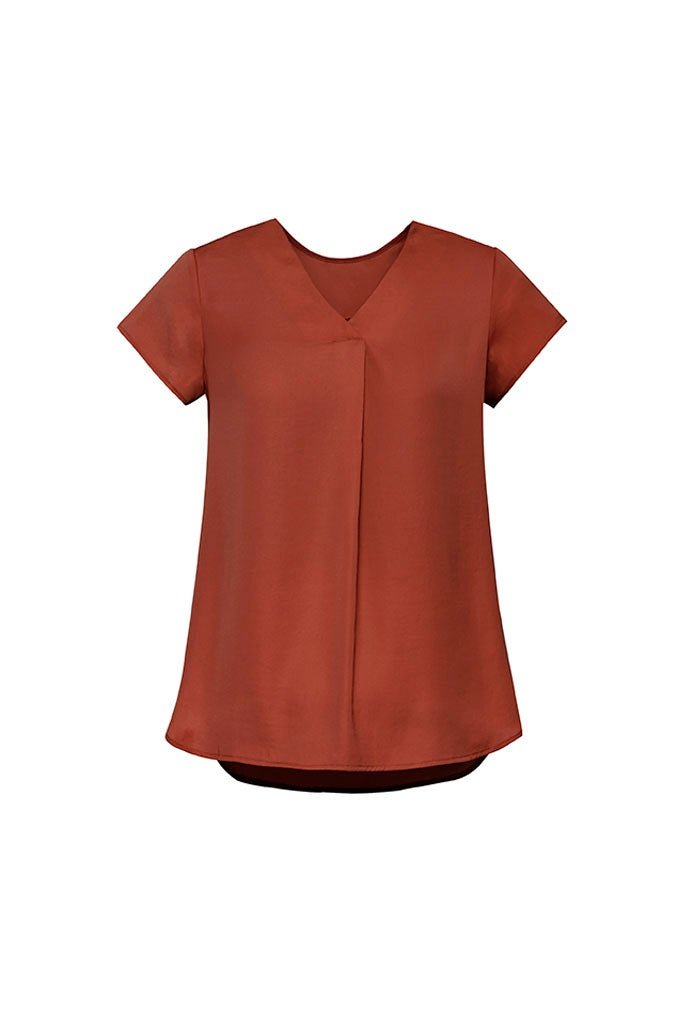  Biz Corporates Womens Kayla V-neck Pleat Blouse - RB967LS | Biz Corporates | Fashion Biz Online