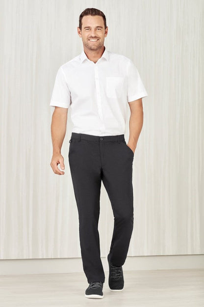  BizCare Mens Comfort Waist Flat Front Pant - CL958ML | Biz Care | Fashion Biz Online