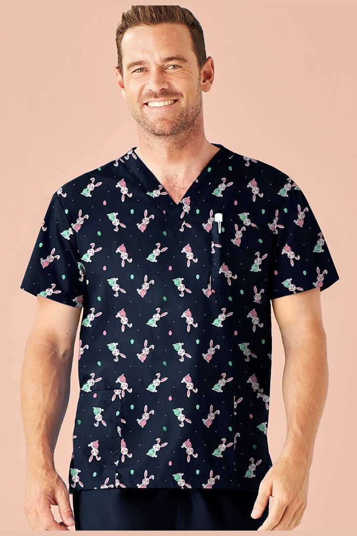  BizCare Mens Easter V-Neck Short Sleeve Scrub Top - CST152MS | Biz Care | Fashion Biz Online