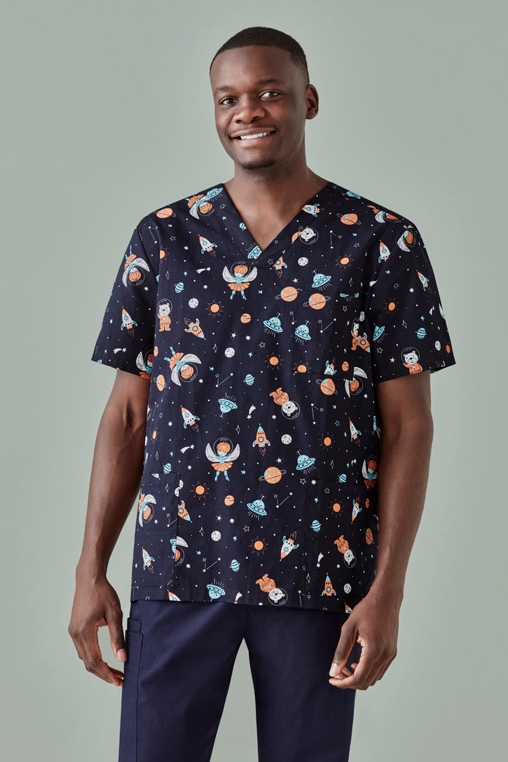  BizCare Mens Space Party Scrub Top - CST148MS | Biz Care | Fashion Biz Online