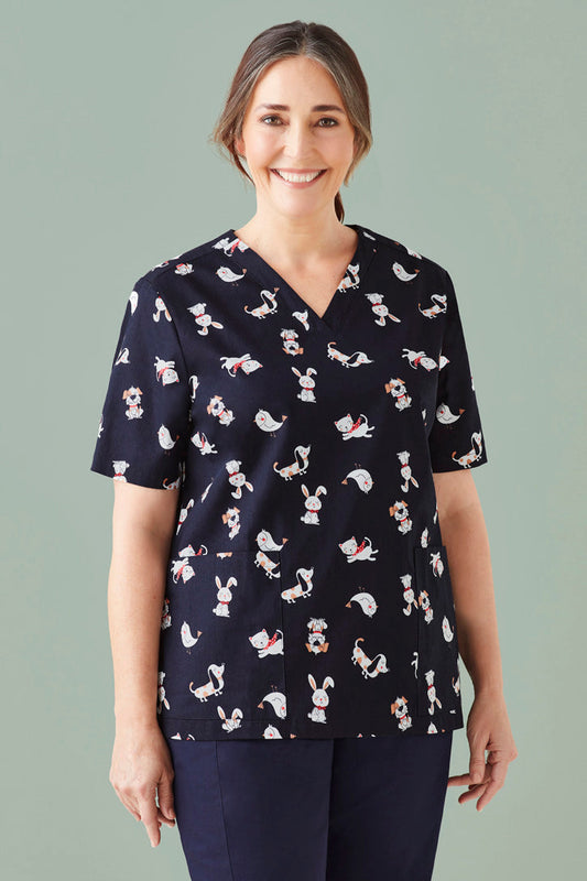  BizCare Womens Best Friends Scrub Top - CST147LS | Biz Care | Fashion Biz Online