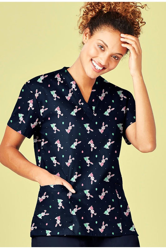  BizCare Womens Easter V-Neck Short Sleeve Scrub Top - CST152LS | Biz Care | Fashion Biz Online