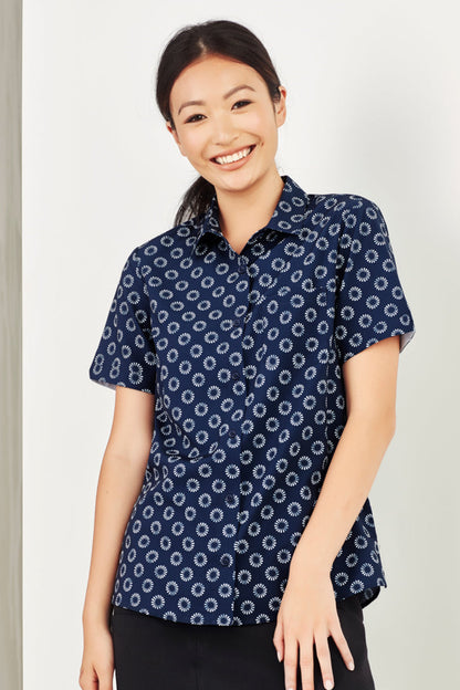  BizCare Womens Florence Daisy Print Short Sleeve Shirt - CS948LS | Biz Care | Fashion Biz Online