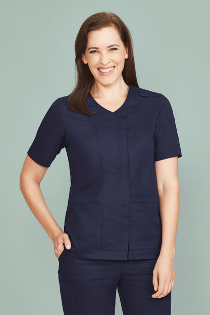  BizCare Womens Parks Zip Front Crossover Scrub Top - CST240LS | Biz Care | Fashion Biz Online