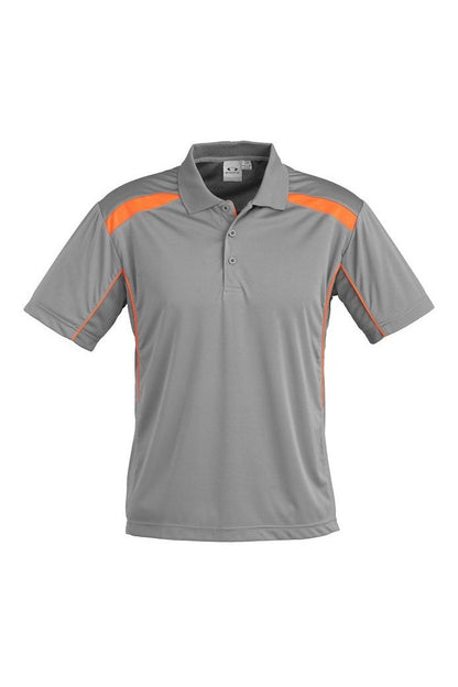 Biz Collection Mens United Short Sleeve Polo - P244MS - Ash/Fluoro Orange