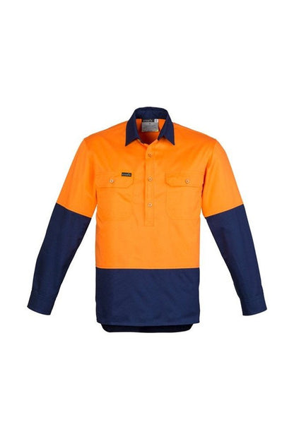  Syzmik Mens Hi Vis Closed Front L/S Shirt ZW560 | Syzmik | Fashion Biz Online