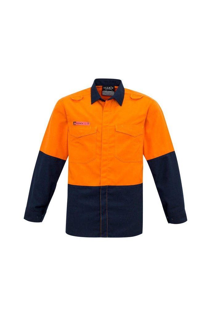  Syzmik Mens Hi Vis Spliced Fire Resistant FR Shirt ZW138 | Syzmik | Fashion Biz Online