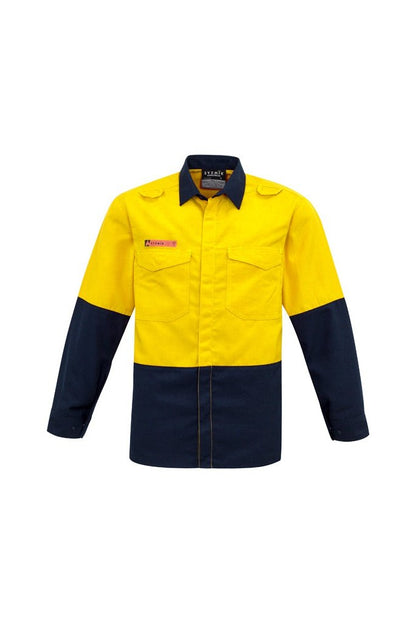  Syzmik Mens Hi Vis Spliced Fire Resistant FR Shirt ZW138 | Syzmik | Fashion Biz Online