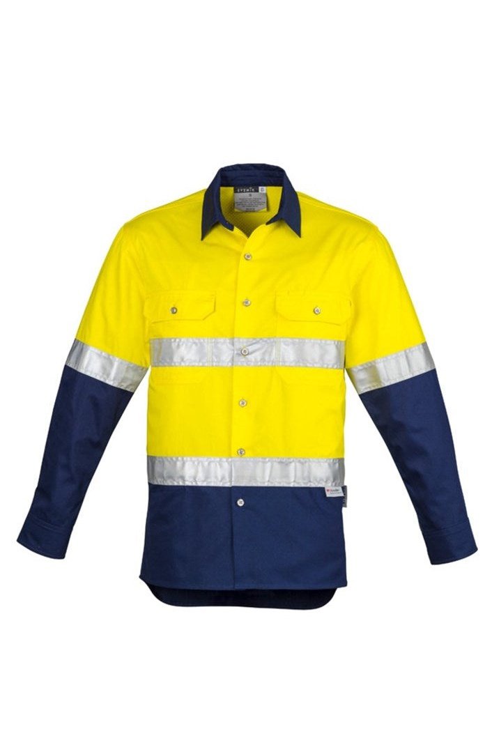  Syzmik Mens Hi Vis Spliced Industrial Shirt - Hoop Taped - ZW123 | Syzmik | Fashion Biz Online