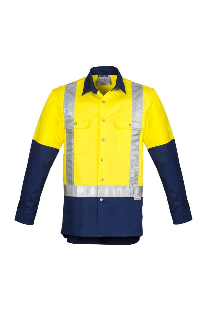  Syzmik Mens Hi Vis Spliced Industrial Shirt- Shoulder Taped ZW124 | Syzmik | Fashion Biz Online