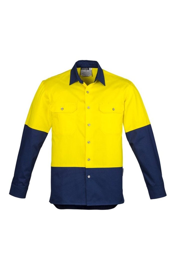  Syzmik Mens Hi Vis Spliced Industrial Shirt ZW122 | Syzmik | Fashion Biz Online