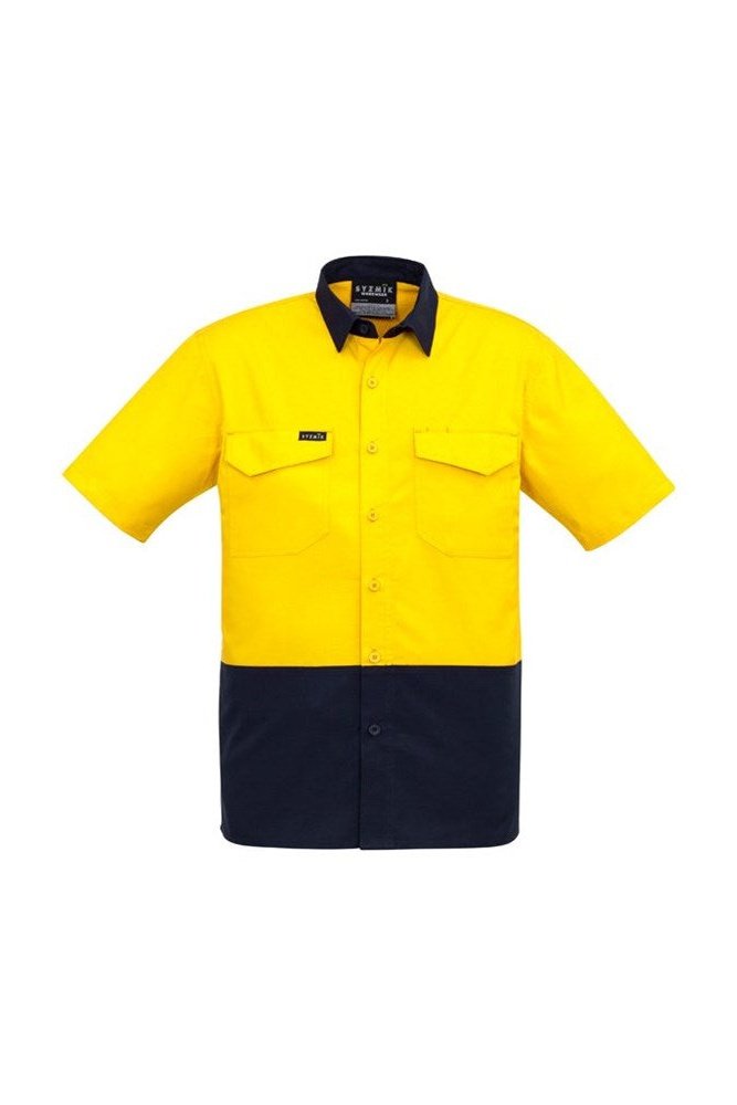  Syzmik Mens Rugged Cooling Hi Vis Spliced Short Sleeve Shirt ZW815 | Syzmik | Fashion Biz Online