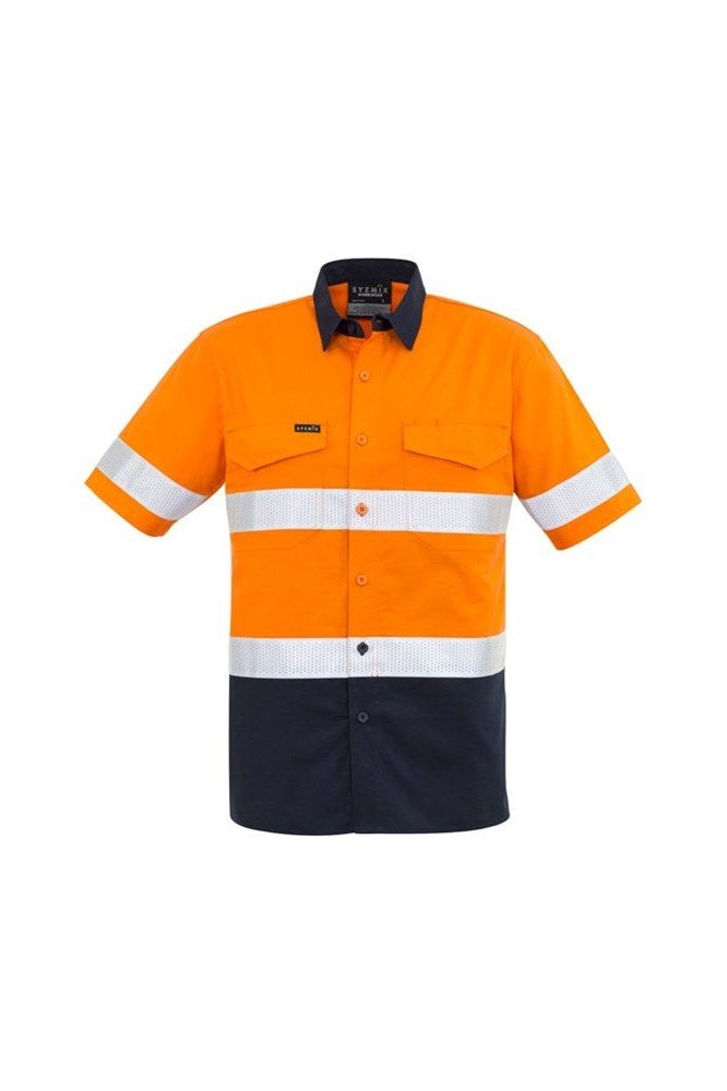  Syzmik Mens Rugged Cooling Taped Hi Vis Spliced Short Sleeve Shirt ZW835 | Syzmik | Fashion Biz Online