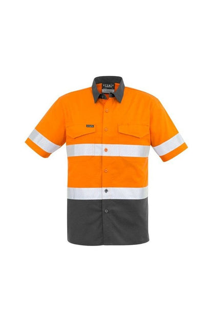  Syzmik Mens Rugged Cooling Taped Hi Vis Spliced Short Sleeve Shirt ZW835 | Syzmik | Fashion Biz Online