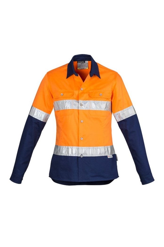  Syzmik Womens Hi Vis Spliced Industrial Shirt - Hoop Taped ZWL123 | Syzmik | Fashion Biz Online