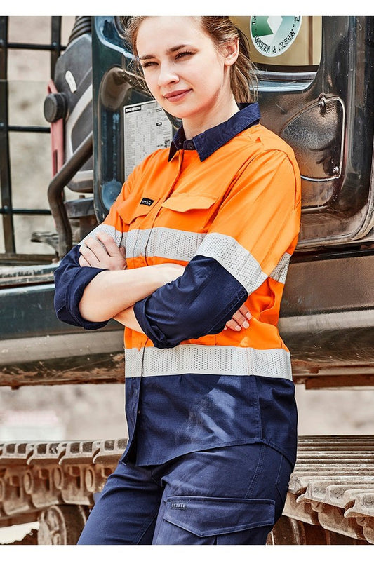  Syzmik Womens Rugged Cooling Taped Hi Vis Spliced Shirt ZW720 | Syzmik | Fashion Biz Online